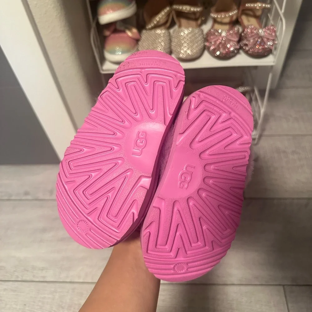 UGG Kids Pink Shearling Clog Slippers